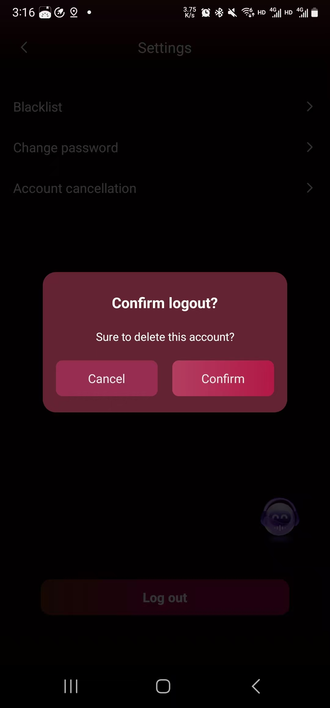 Account deletion steps - Fig. 1-5 (Account cancellation / confirm)